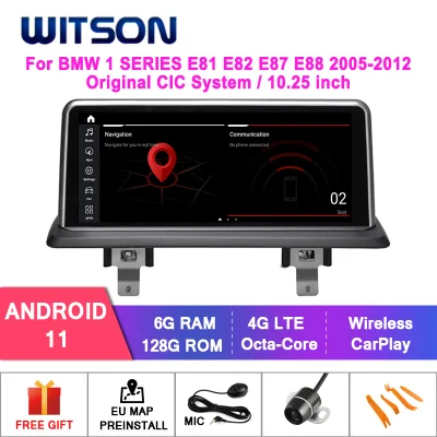 Witson Android 11 Multimídia de carro de tela grande para BMW Série 1 E81 E82 E87 E88 2005